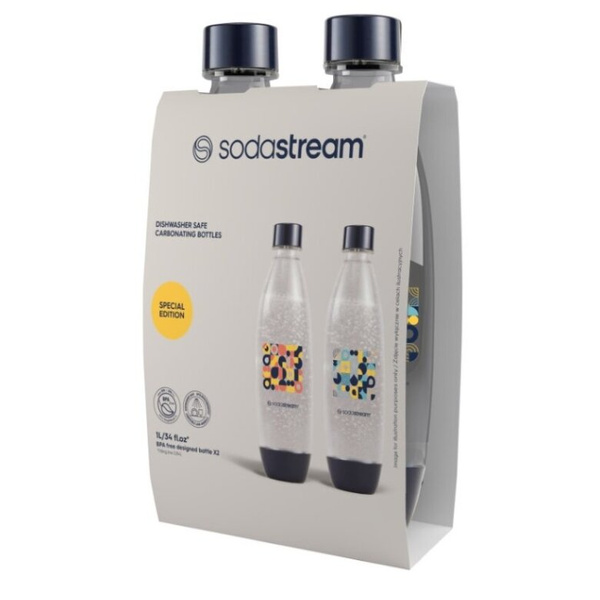 Butelki SodaStream Fuse Bubble Mosaic 2x1L - Niebieskie