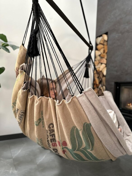 Hamak wiszący krzesło brazylijskie Coffee Swing XXL - Beżowy