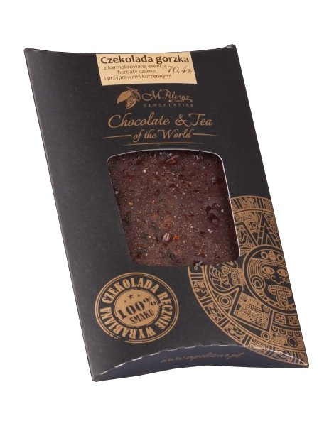 Gorzka czekolada M.Pelczar Chocolatier z karmelizowaną esencją czarnej herbaty i przyprawami 85g