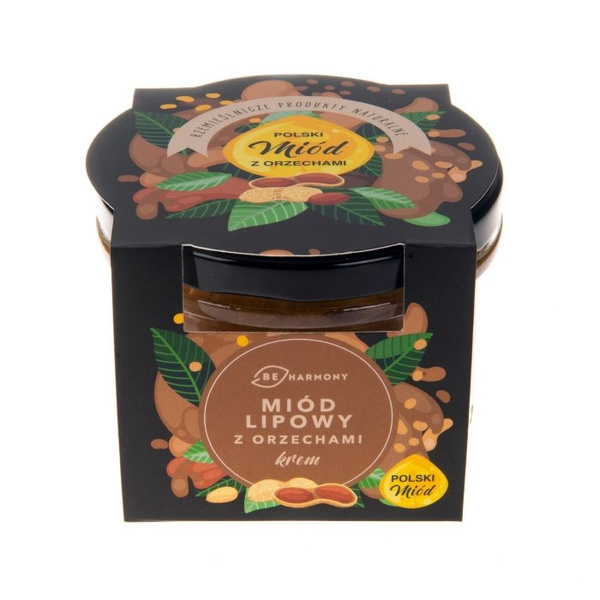 Miód lipowy z orzechami - krem BEHARMONY 230g - NIEDOSTĘPNY