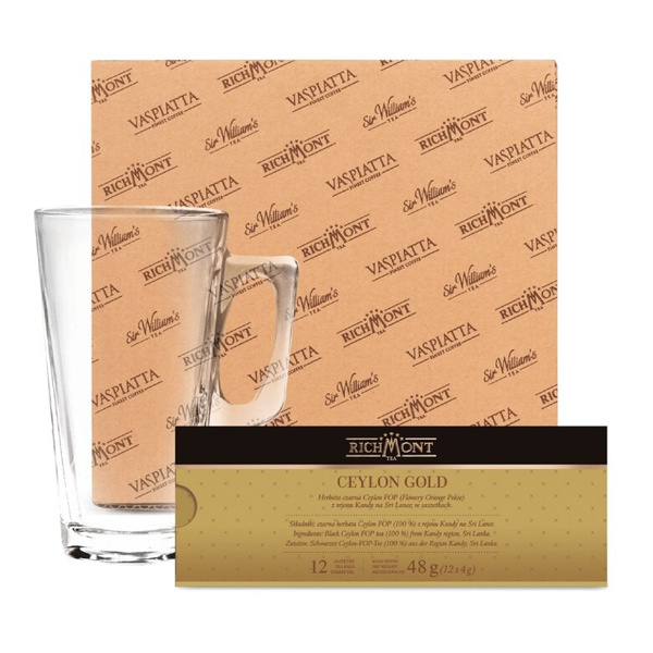 ZESTAW Herbata Richmont Ceylon Gold 12 saszetek + Szklanka Richmont Hot 370ml