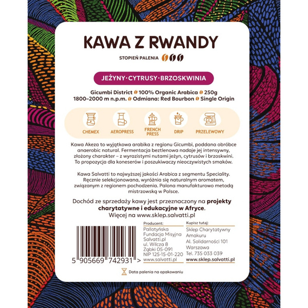 Kawa ziarnista Salvatti Akeza Anaerobic Filtr 250g