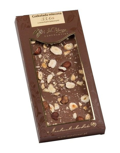 OUTLET - Mleczna czekolada M.Pelczar Chocolatier z orzechami laskowymi 80g