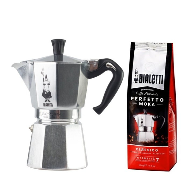 ZESTAW - Kawiarka Bialetti Moka Express 6TZ + Kawa mielona Bialetti Perfetto Moka Classico 250g – NIEDOSTĘPNY