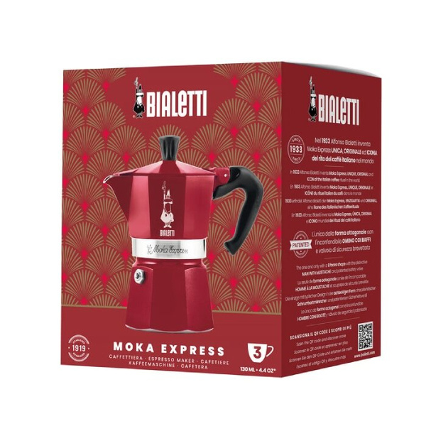 Kawiarka Bialetti Deco Glamour Moka Express 3tz - Czerwona - NIEDOSTĘPNY