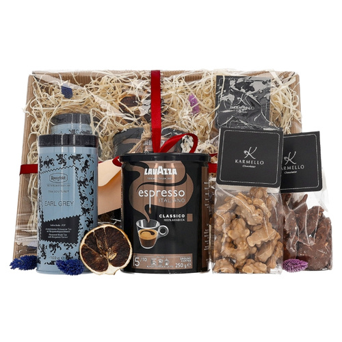 Zestaw prezentowy dla mężczyzny - Kawa, herbata i cluster Karmello