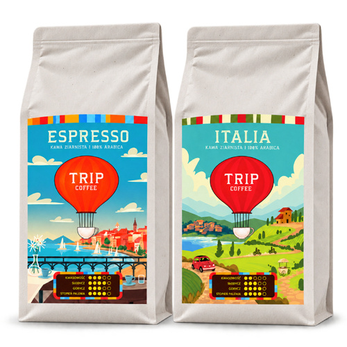ZESTAW - Kawa ziarnista Trip Coffee Italia 1kg + Kawa ziarnista Trip Coffee Espresso 1kg