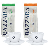ZESTAW - Kawa ziarnista Bazzara DOLCEVIVACE 1kg + Kawa ziarnista Bazzara GRANCAPPUCCINO 1kg + 2x Filiżanka do cappuccino z logo Bazzara 160 ml