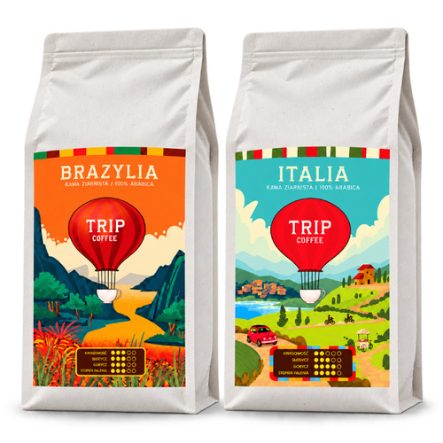 ZESTAW - Kawa ziarnista Trip Coffee Brazylia 1kg + Trip Coffee Italia 1kg