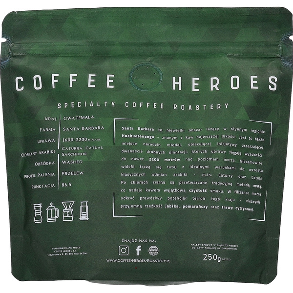 Kawa ziarnista Coffee Heroes Guatemala Santa Barbara Filtr 250g