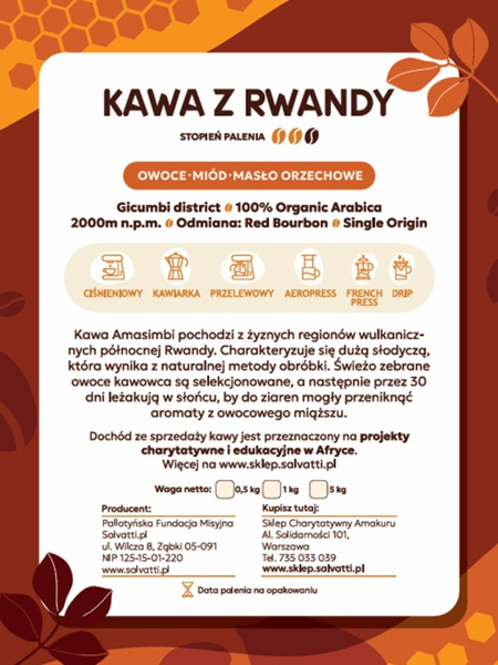 Kawa ziarnista Salvatti Rwanda Amasimbi 1kg