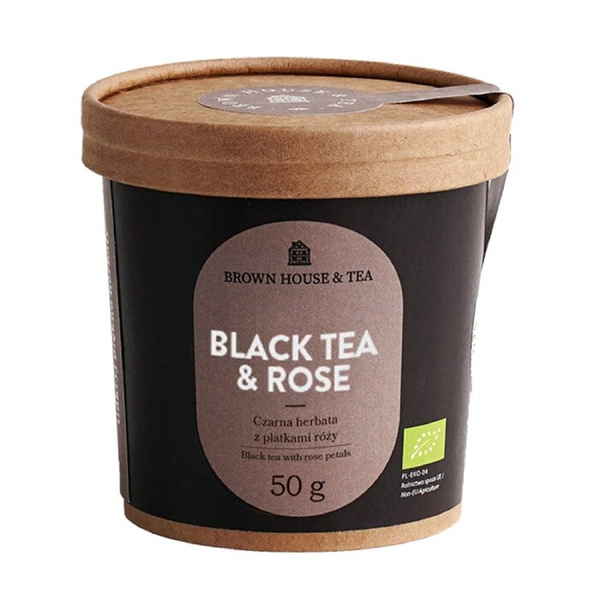 Czarna herbata Brown House & Tea - luksusowa herbata Black Tea & Rose z płatkami róż Bio 50g – NIEDOSTĘPNY
