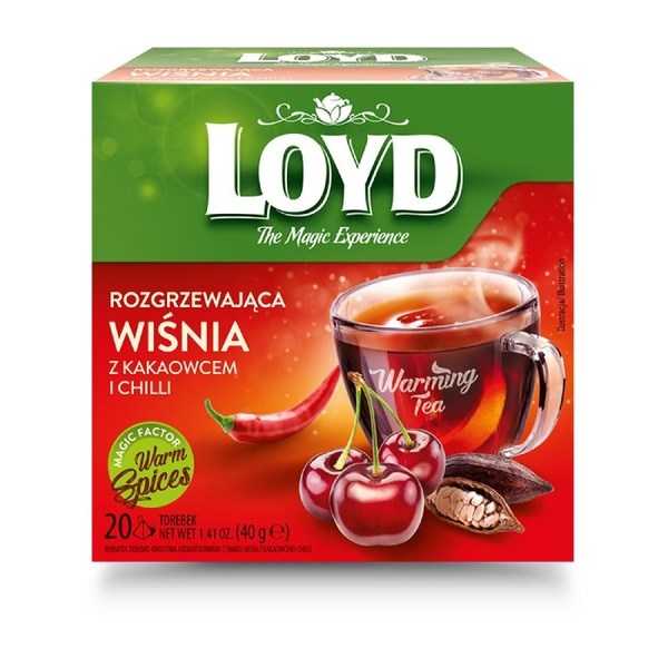 Herbata Loyd Rozgrzewająca Wiśnia z Kakaowcem i Chilli 20x2g