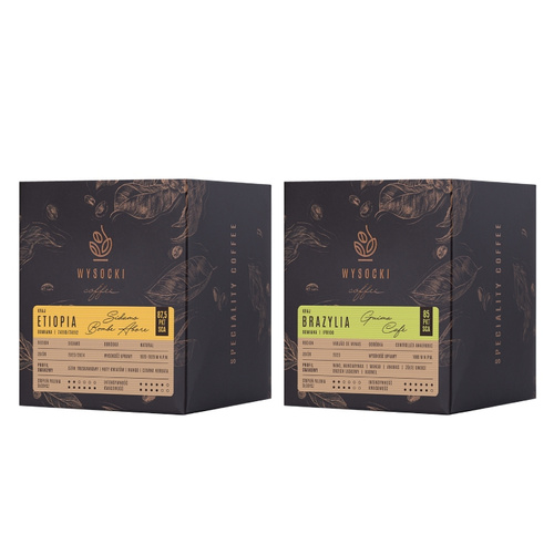 Zestaw kaw ziarnistych pod filtr Wysocki Coffee - Etiopia i Brazylia 14x18g - opinie w konesso.pl