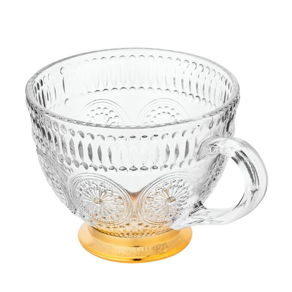 Zestaw szklanych kubków Altom Daisy na złotej stopce 430 ml - 6 szt.