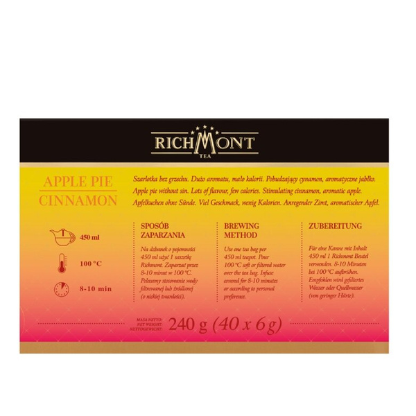 Herbatka owocowo-ziołowa Richmont Apple Pie Cinnamon 40x6g