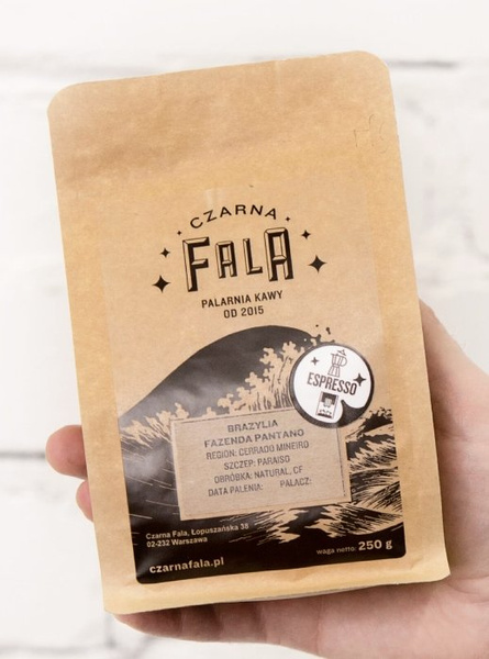 Kawa ziarnista Czarna Fala Brazylia Fazenda Pantano 250g - NIEDOSTĘPNY