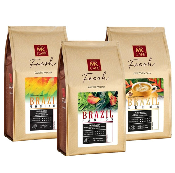 ZESTAW - MK Cafe Fresh Brazil Santos 1kg + MK Cafe Fresh Brazil Mogiana 1kg + MK Cafe Fresh Brazil Crema 1kg