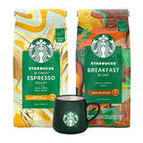 ZESTAW - Kawa ziarnista STARBUCKS® Blonde Roast Espresso 450g + Kawa ziarnista STARBUCKS® Breakfast Blend 450g + Kubek Starbucks 80 ml