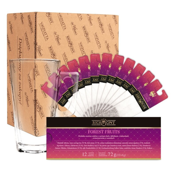 ZESTAW Herbata Richmont Forest Fruits 12 saszetek + Szklanka Richmont Hot 370ml
