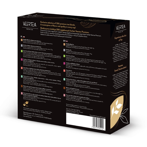 Kolekcja herbat Veertea 8 smaków - 200 kopert - Czarna