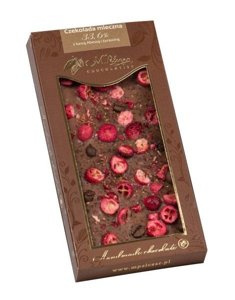 Mleczna czekolada M.Pelczar Chocolatier z kawą Abessą i żurawiną 85g