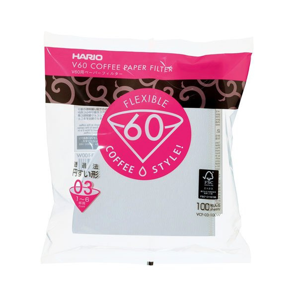 Filtry papierowe Hario do dripa V60-03 - 100 sztuk