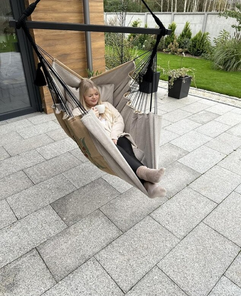 Hamak wiszący krzesło brazylijskie Coffee Swing XXL - Beżowy