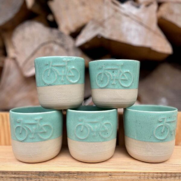 Ceramiczny kubek rower POTPOTSTUDIO - Miętowy 200 ml