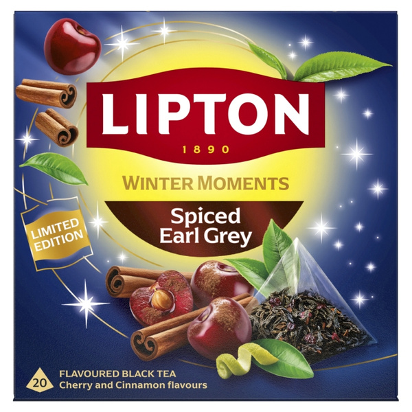 Herbata czarna aromatyzowana Lipton Winter Moments Spiced Earl Grey - 20 piramidek