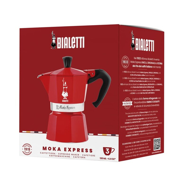 Kawiarka Bialetti Moka Express Nutcracker 3 filiżanki - Czerwona