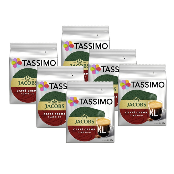 ZESTAW - Kapsułki Tassimo Jacobs Caffe Crema Classico XL 6x16 szt.