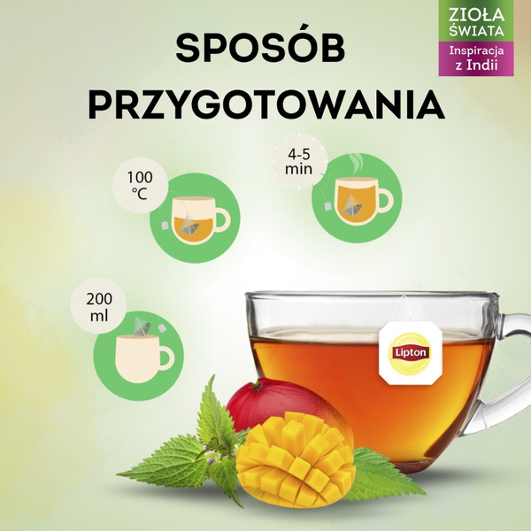 Herbatka ziołowa aromatyzowana Lipton Pokrzywa z mango 20x1,3g