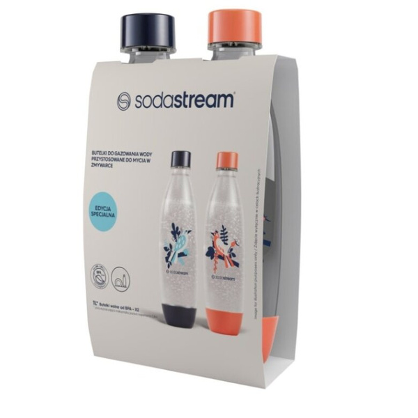 Butelki SodaStream Fuse Birds 2x1L - Niebieska i koralowa