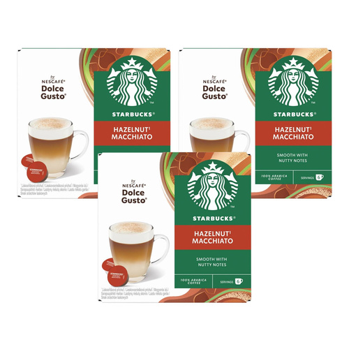 ZESTAW Kapsułki Nescafé Dolce Gusto STARBUCKS® Hazelnut Macchiato 3x12 sztuk