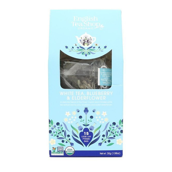 Biała herbata English Tea Shop White Tea Blueberry & Elderflower 15x2g