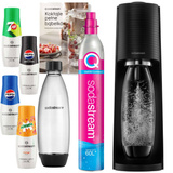 ZESTAW - Saturator do wody gazowanej SodaStream Terra - Czarny + 4 syropy + książka