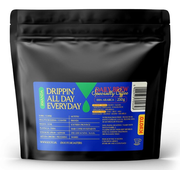 Kawa ziarnista KYOTO Drippin All Day Rwanda Mututeli 250g - NIEDOSTĘPNY
