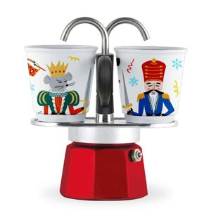 Kawiarka Bialetti Mini Express Nutcracker 2tz + filiżanki - Czerwona - NIEDOSTĘPNY - opinie w konesso.pl