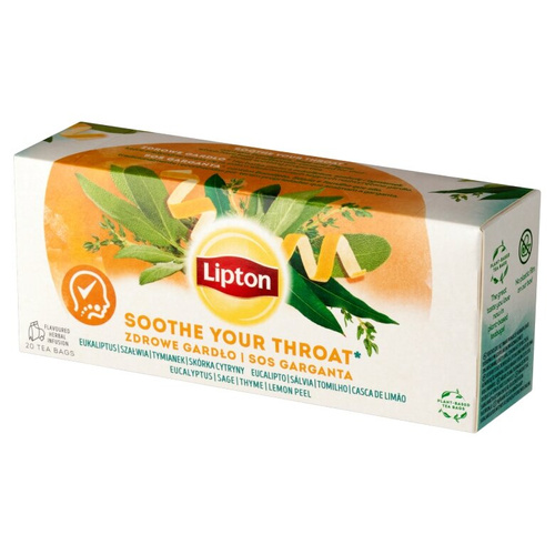 Herbatka ziołowa Lipton z naturalnym aromatem Zdrowe Gardło 20x1,3g - opinie w konesso.pl
