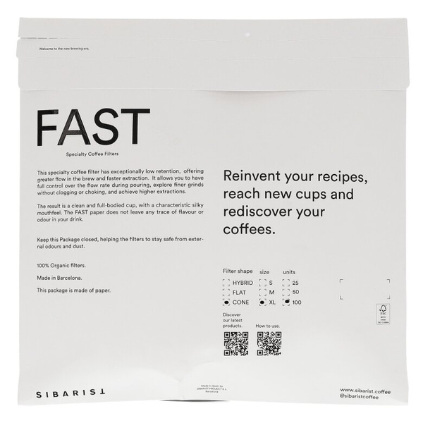 Filtry Sibarist FAST CONE XL Speciality Coffee 100 sztuk