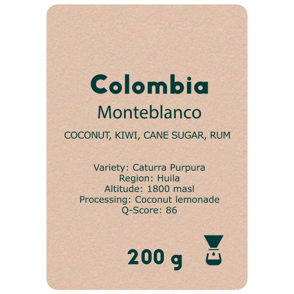 Kawa ziarnista YoCo Coffee Colombia Monteblanco Filtr 200g