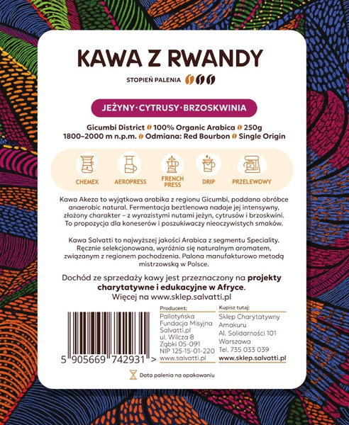 Kawa ziarnista Salvatti Akeza Anaerobic Filtr 250g