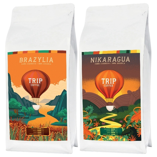ZESTAW - Kawa ziarnista Trip Coffee Brazylia 1kg + Trip Coffee Nikaragua 1kg