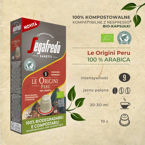 Kapsułki do Nespresso Segafredo Le Origini Peru - 10 szt - NIEDOSTĘPNY