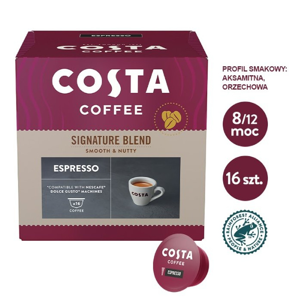 Kawa w kapsułkach Costa Coffee Signature Blend Espresso kompatybilna z Dolce Gusto®* - 16 szt.- NIEDOSTĘPNY