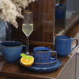 ZESTAW - Filiżanki Altom Design Reactive Stripes Jumbo 450ml Granatowe - 6 sztuk