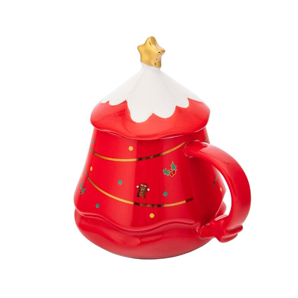 Kubek świąteczny z pokrywką Altom Design Choinka 420ml - Czerwony - NIEDOSTĘPNY