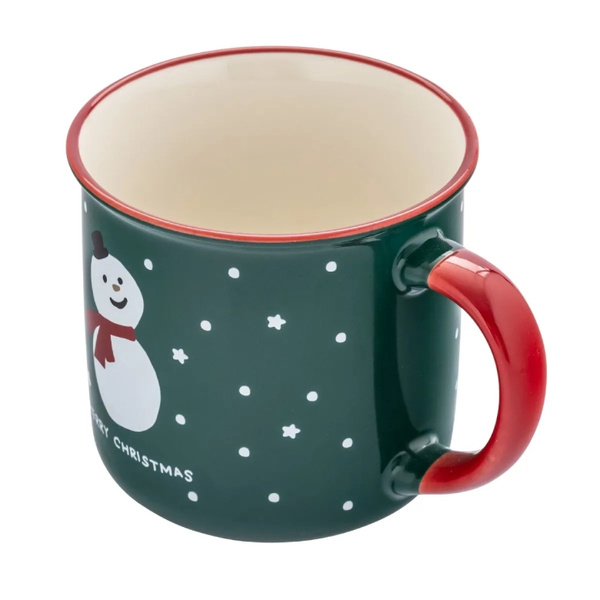 Kubek świąteczny Altom Design z rantem Bałwanek 400 ml - Zielony – NIEDOSTĘPNY