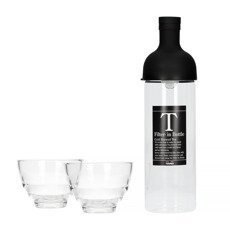 Butelka z filtrem do Cold Brew Tea Hario Czarna + 2 szklanki Yunomi - opinie w konesso.pl